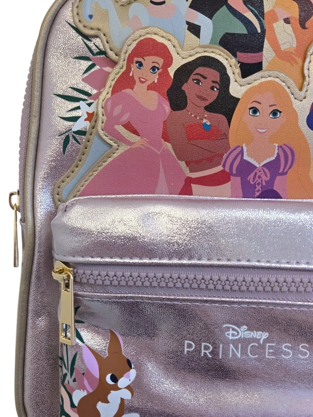 🎀 Disney Princess Pink Shimmery Mini Backpack Ariel Mulan Rapunzel Belle Moana